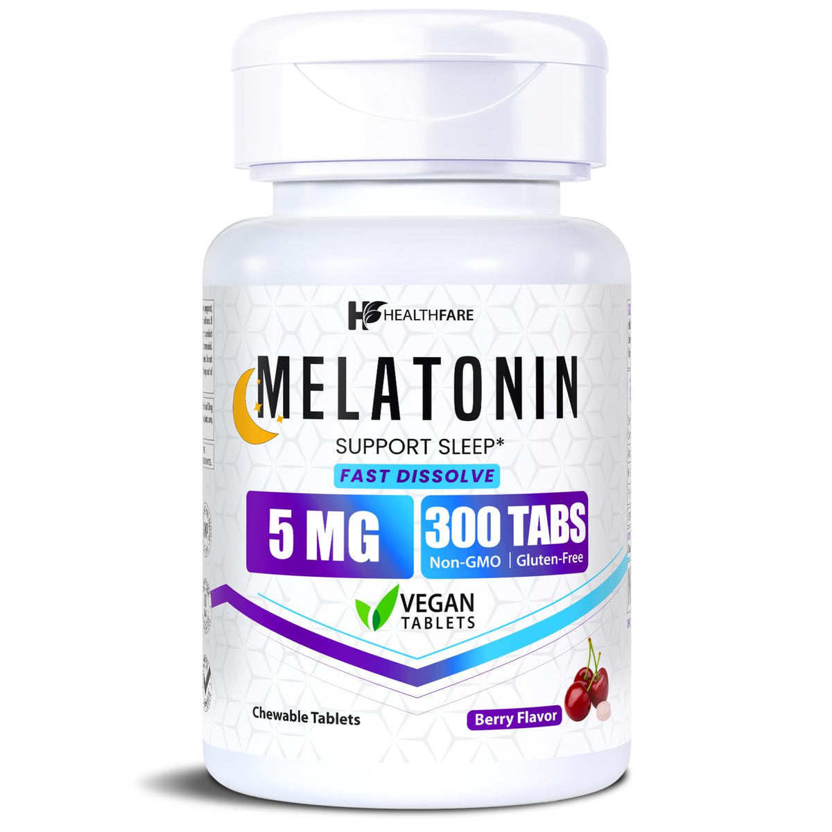 Healthfare Melatonin 5mg Fast Dissolve Tablets 300 Count front view