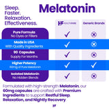 Healthfare Melatonin 60mg capsules on a wooden surface