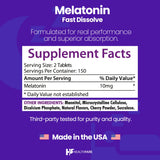 Healthfare Melatonin Fast Dissolve Tablets 10mg back view with ingredient list