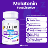 Healthfare Melatonin Fast Dissolve Tablets 10mg side view showing packaging