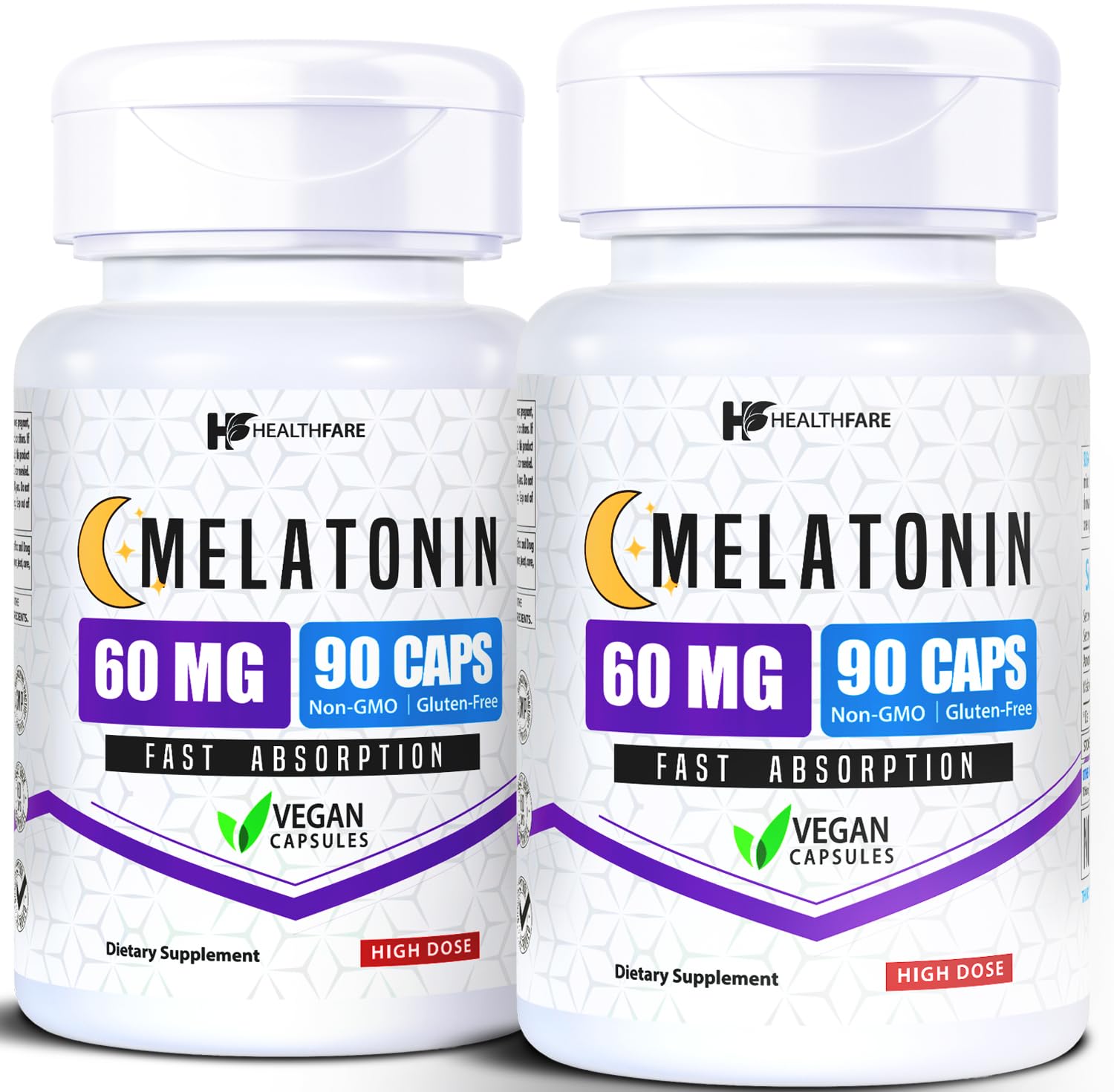 Healthfare Melatonin Sleep Supplement front view with two bottles