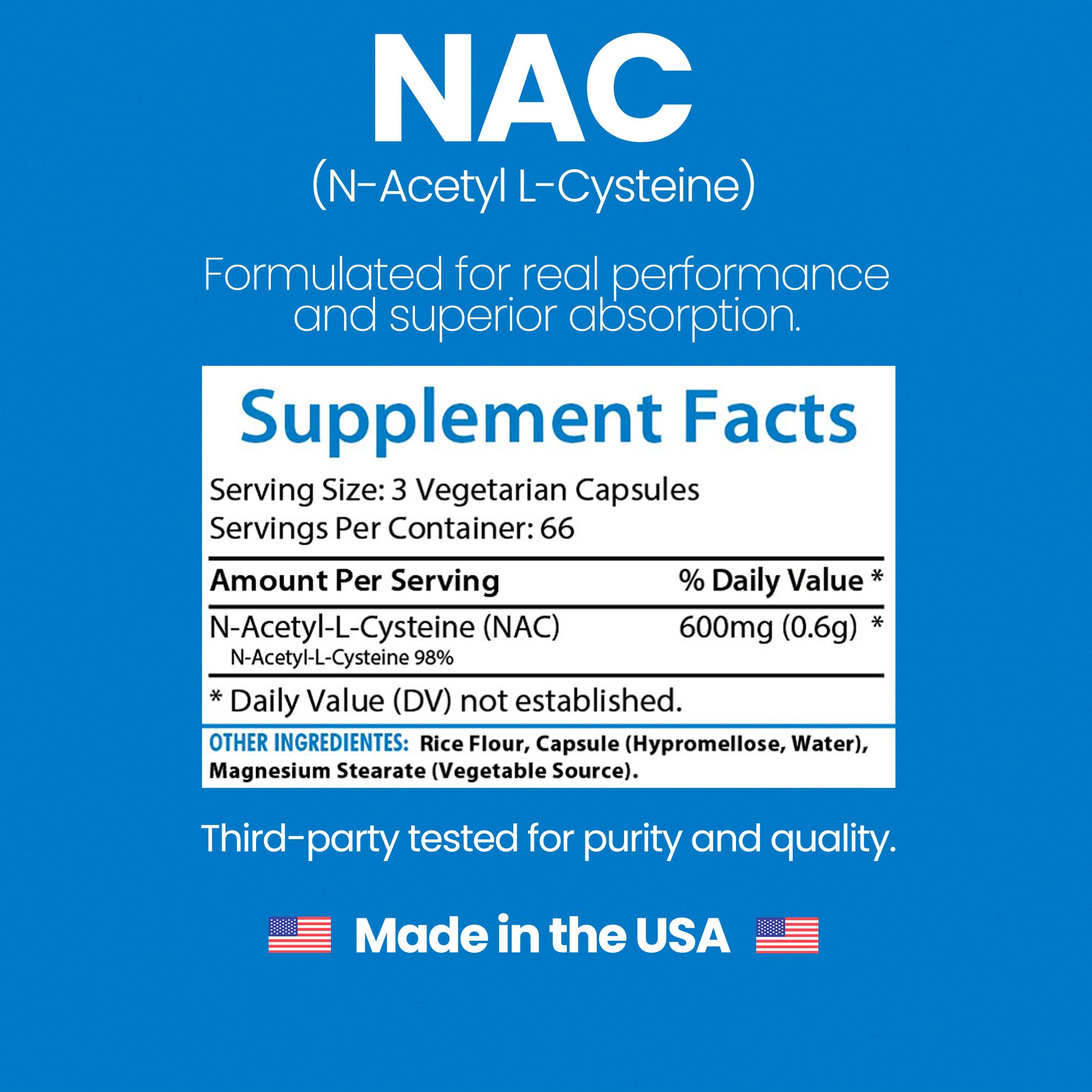 Healthfare NAC Supplement 600mg capsules in a hand
