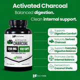 Healthfare Organic Coconut-Sourced Charcoal Capsules bottle side view