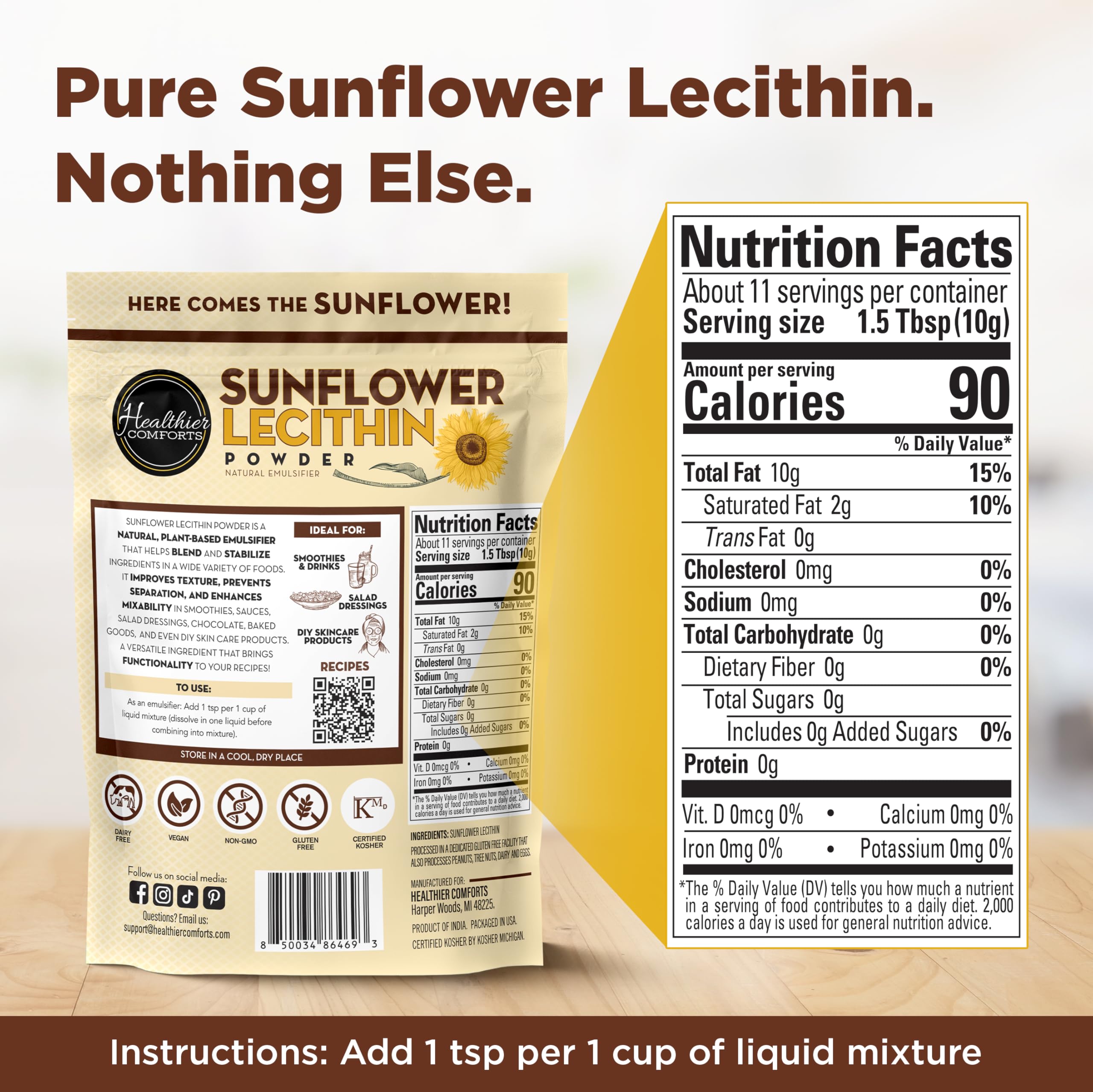 Healthier Comforts Sunflower Lecithin Powder for baking