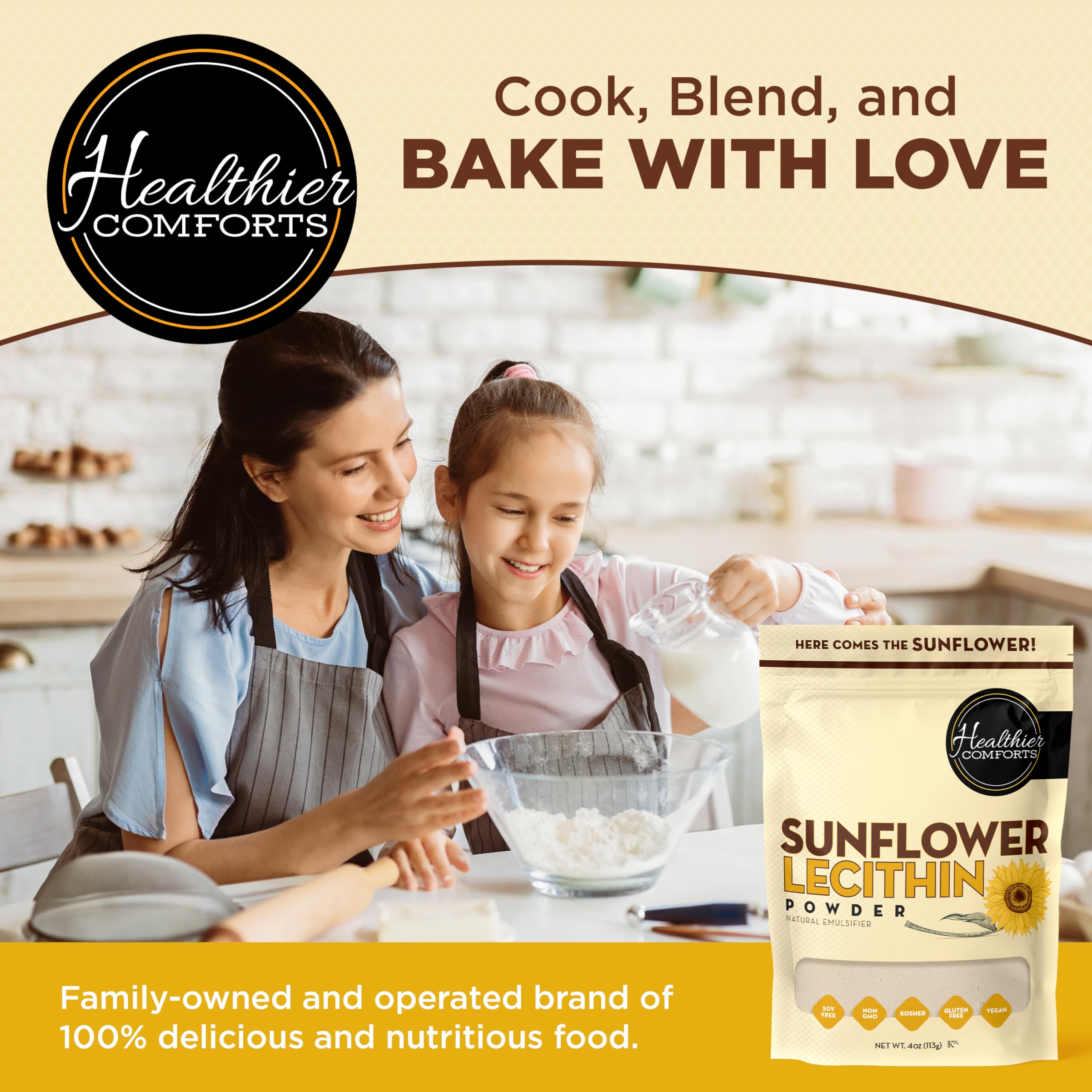 Healthier Comforts Sunflower Lecithin Powder for DIY skincare