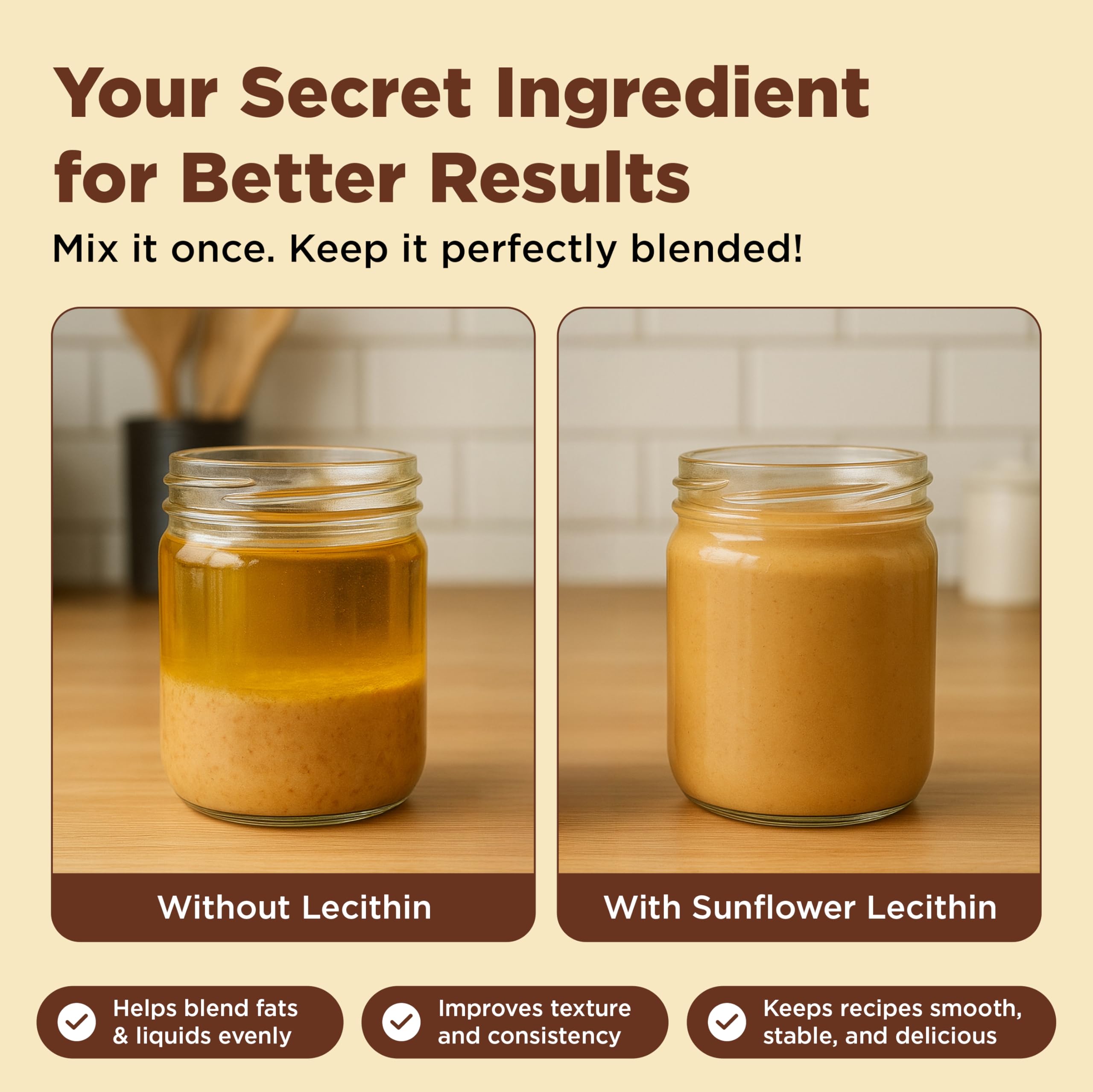 Healthier Comforts Sunflower Lecithin Powder in a salad dressing