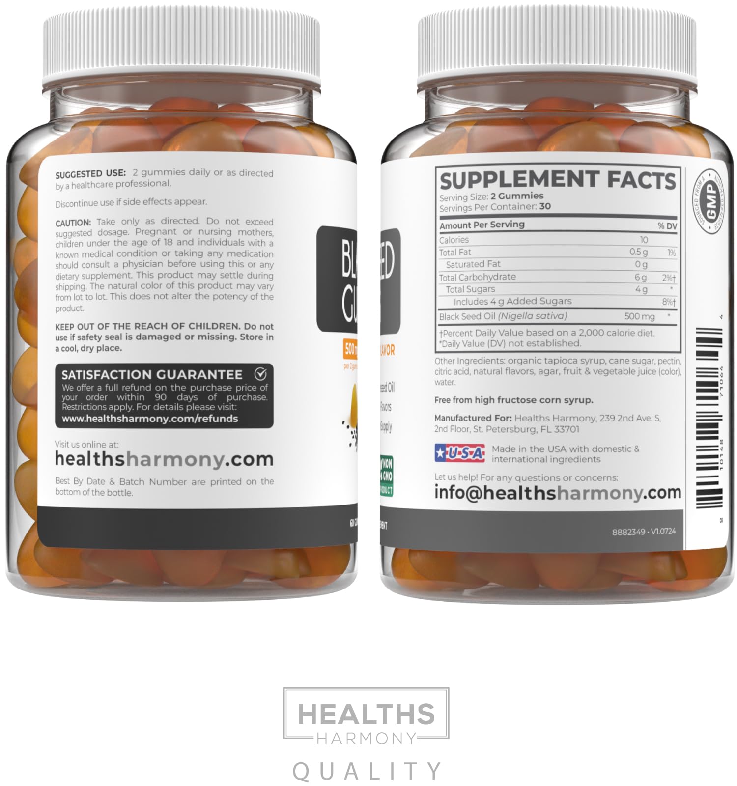 Healths Harmony Black Seed Oil Gummies ingredients list