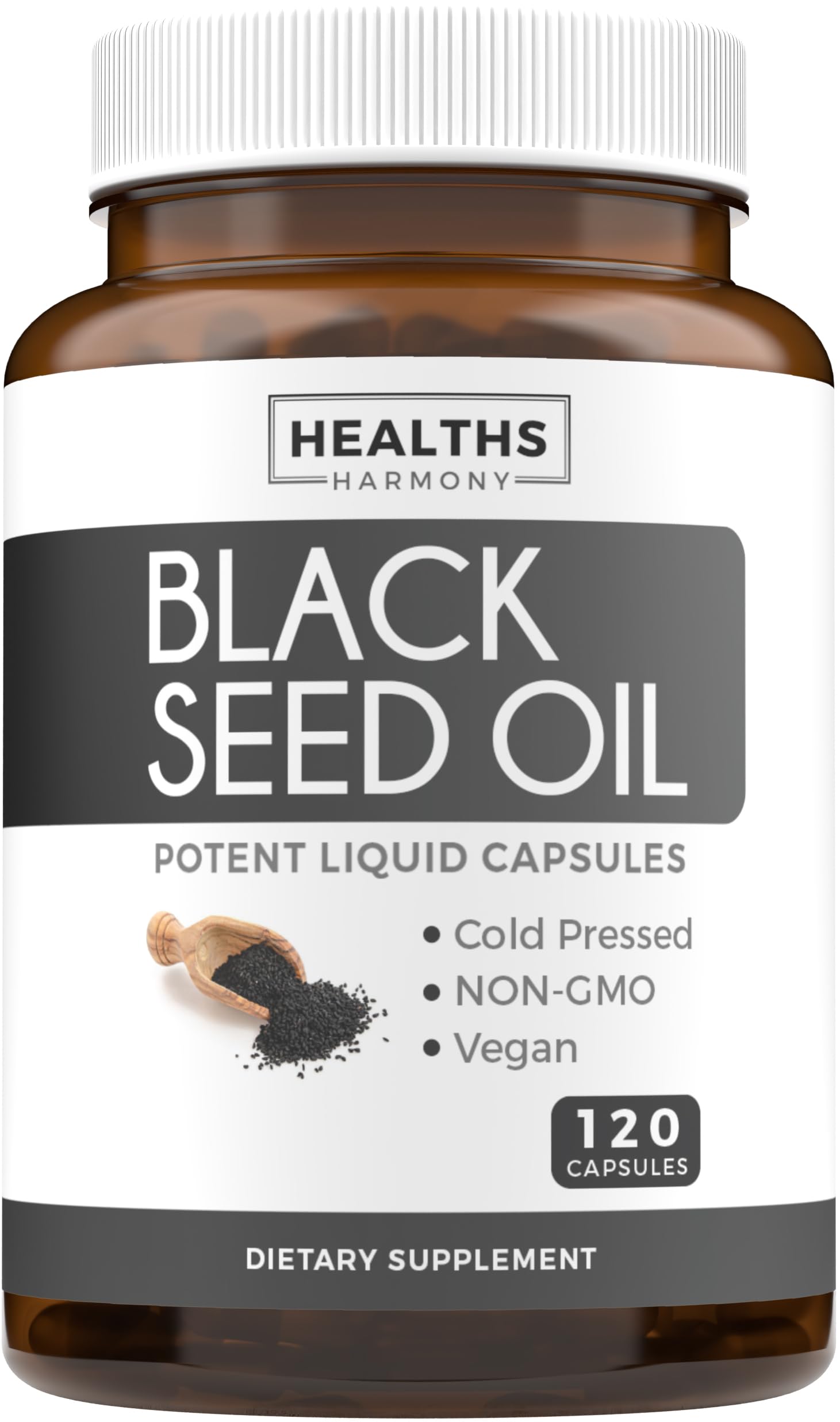 Healths Harmony Black Seed Oil Softgel Capsules 1000mg front view