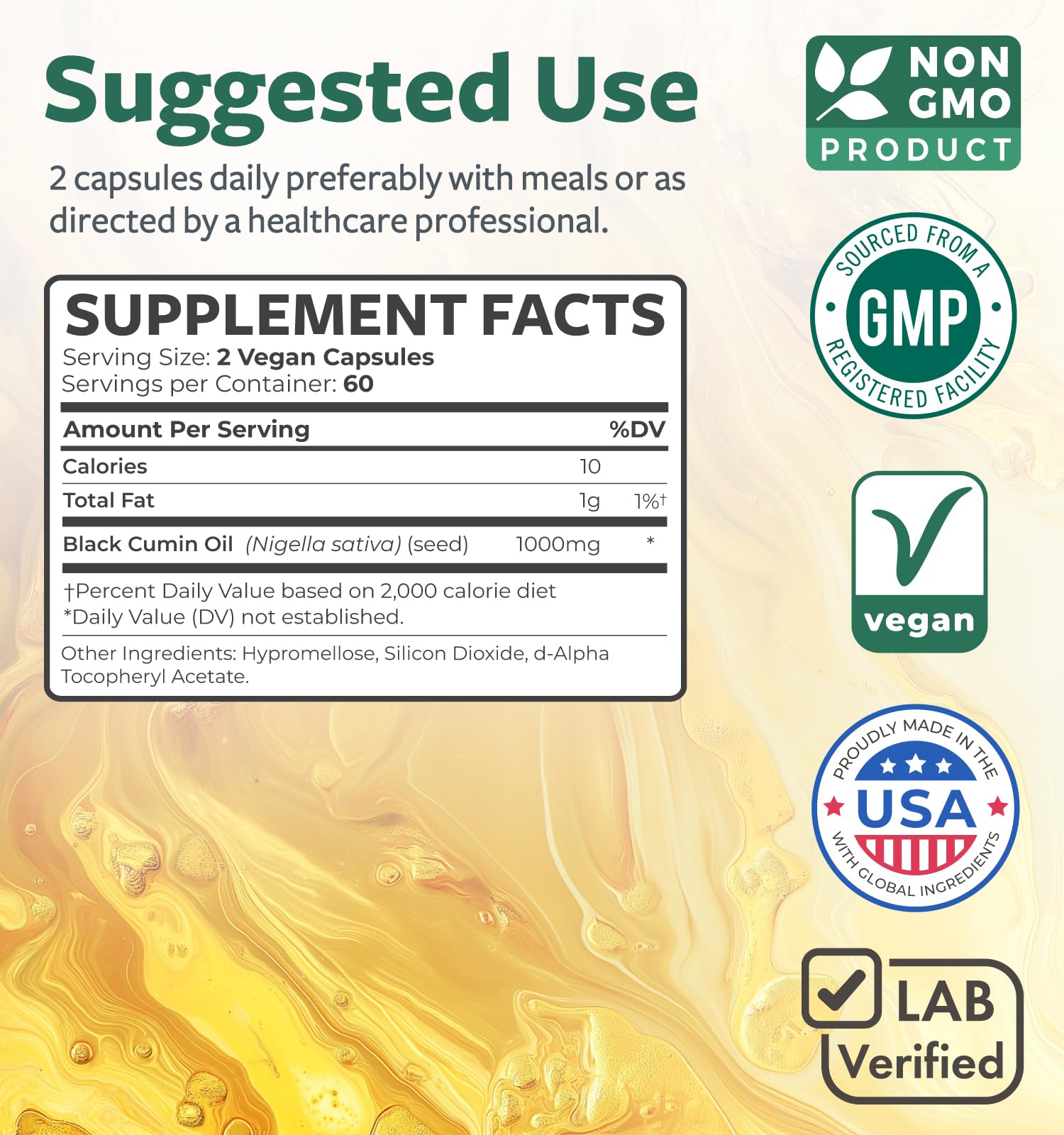 Healths Harmony Black Seed Oil Softgel Capsules 1000mg ingredients list