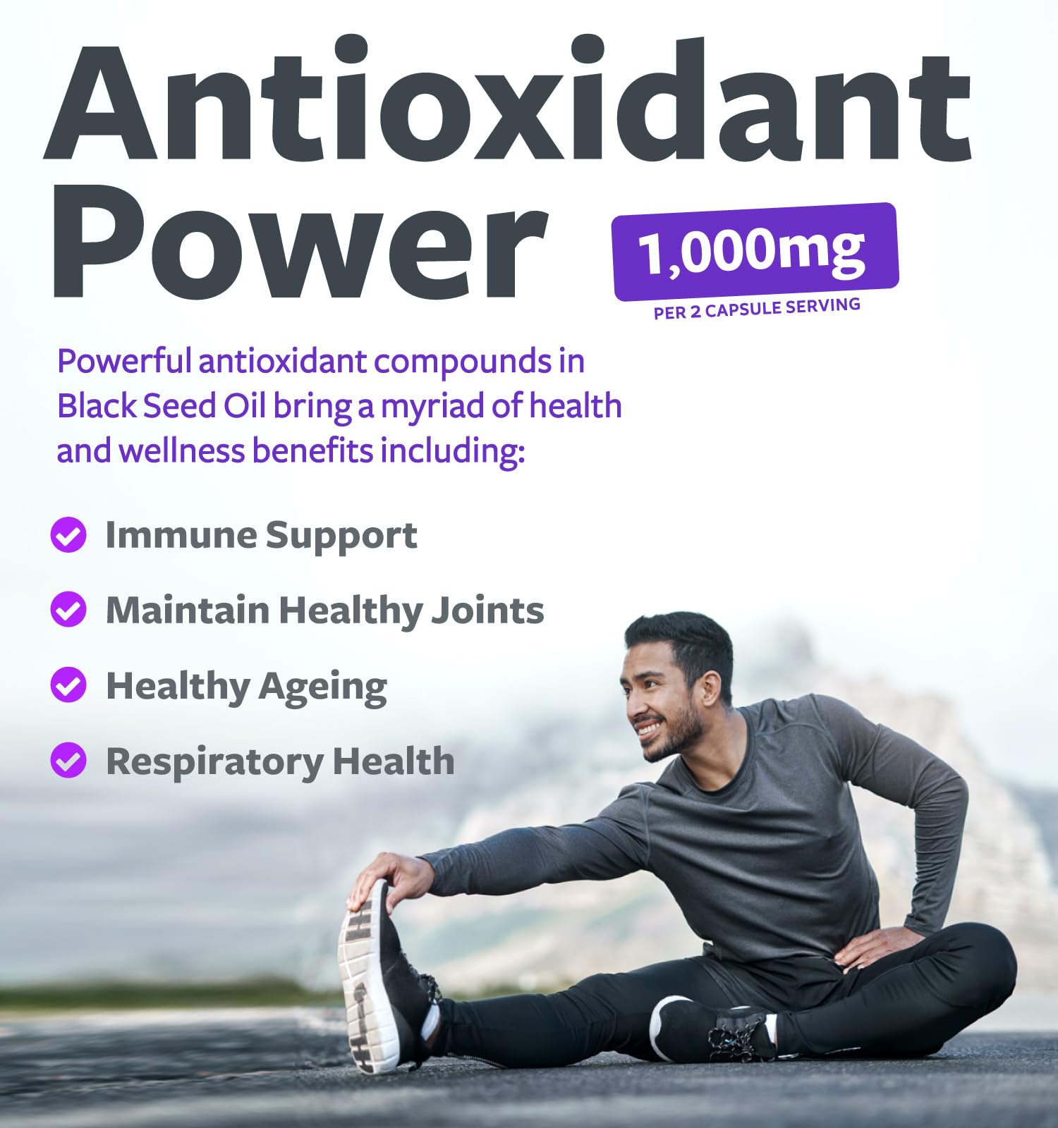 Healths Harmony Black Seed Oil Softgel Capsules 500mg side view
