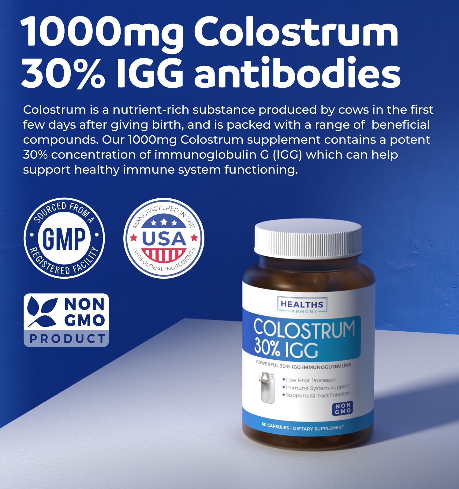 Healths Harmony Bovine Colostrum 120 Capsules back view