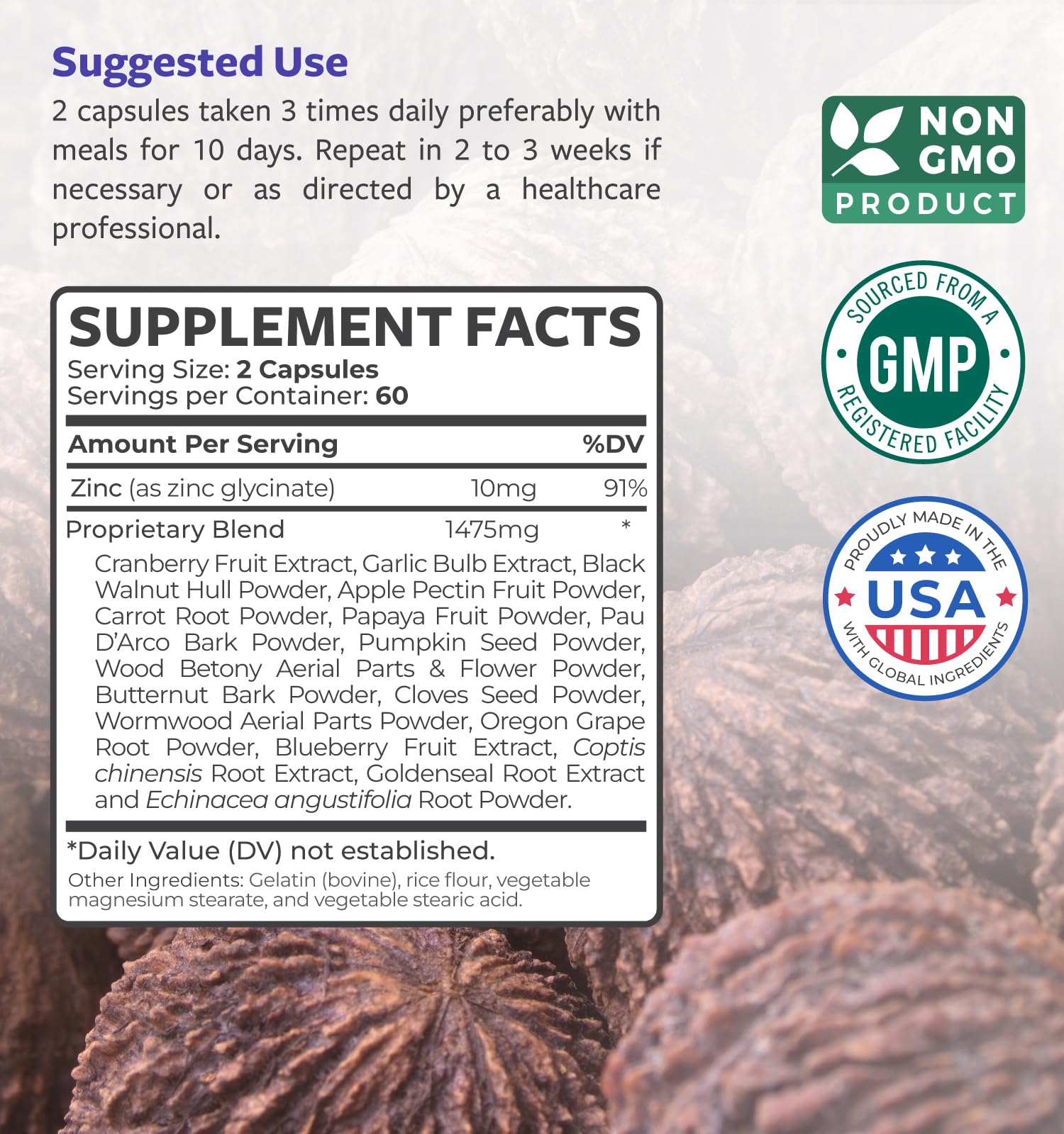 Healths Harmony Garlic Intestinal Guard supplement ingredients list