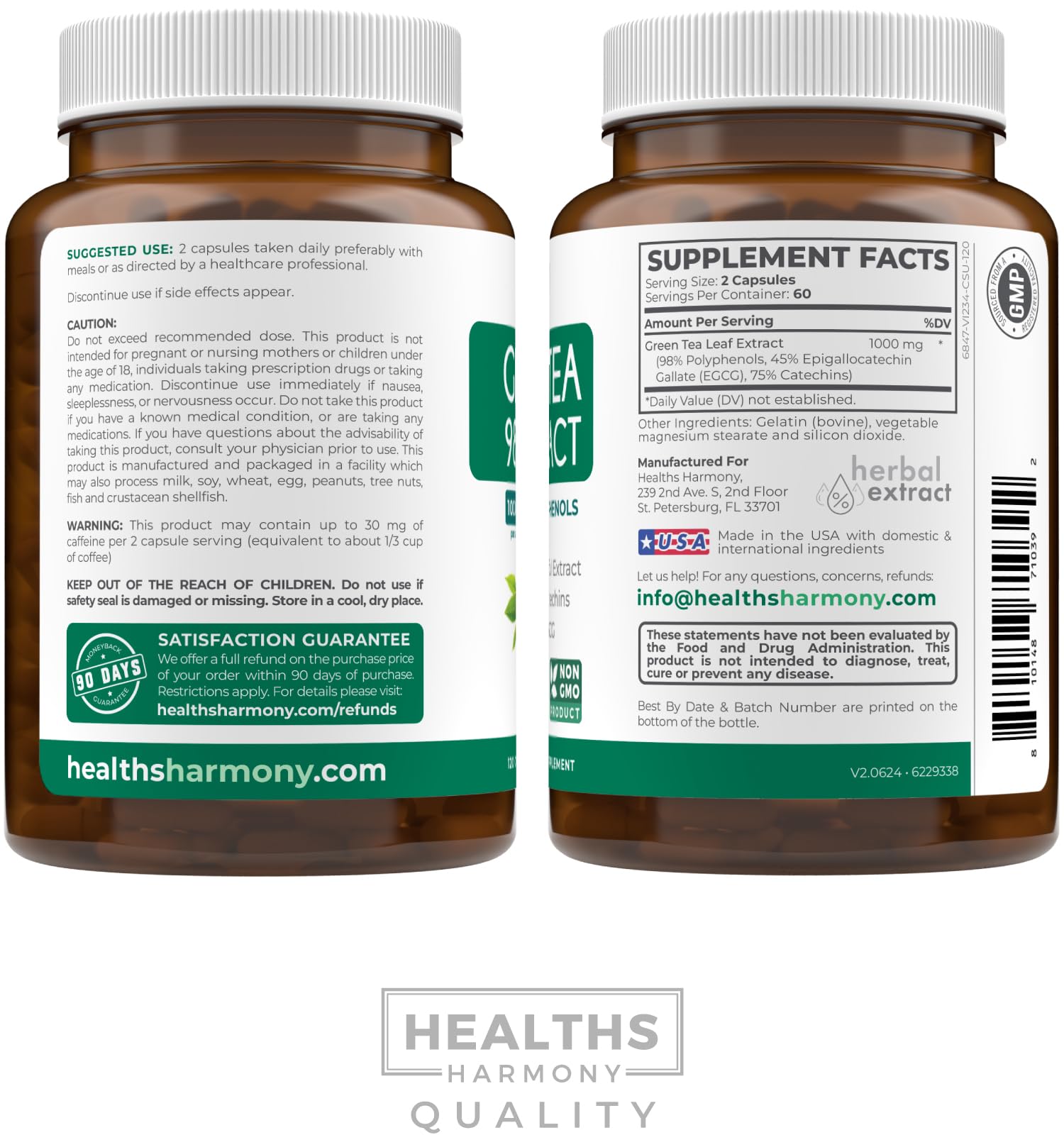 Healths Harmony Green Tea 98% Extract Capsules in a lifestyle setting
