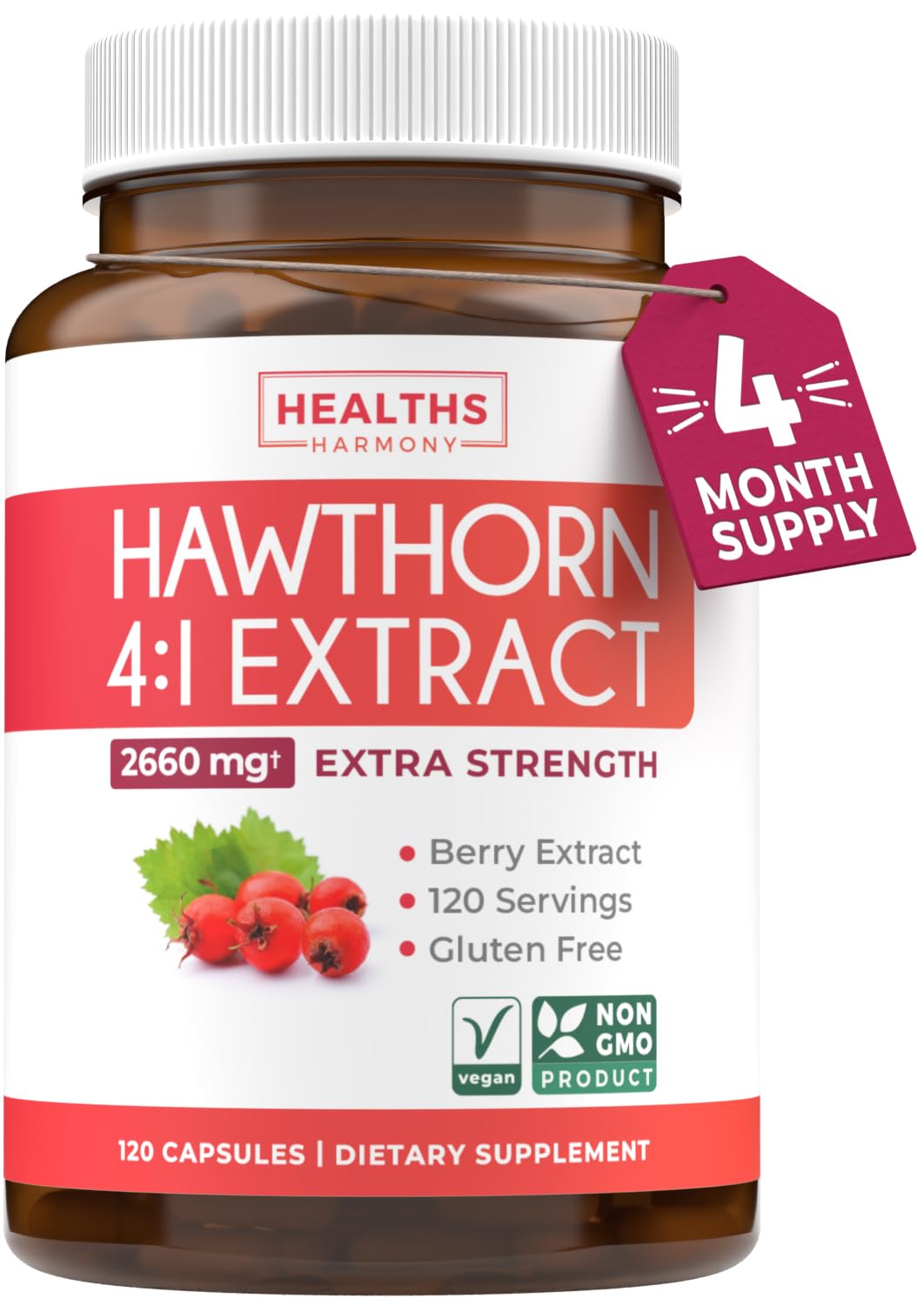 Healths Harmony Hawthorn Berry Extract Capsules bottle front view