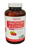 Healths Harmony Hawthorn Berry Extract Capsules on a wooden table