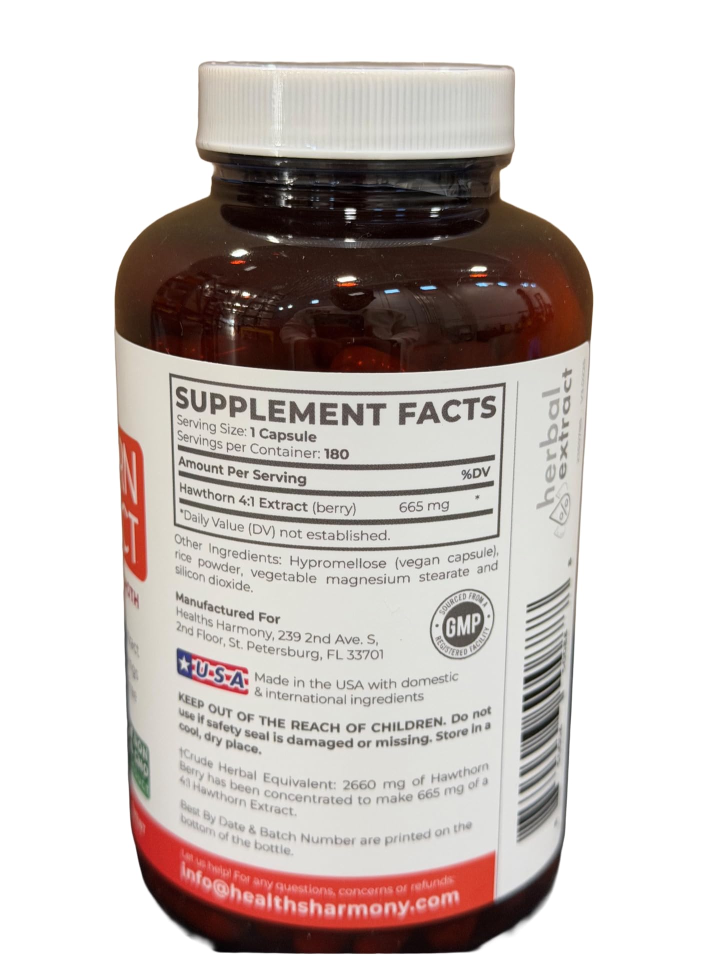 Healths Harmony Hawthorn Berry Extract Capsules with measuring spoon