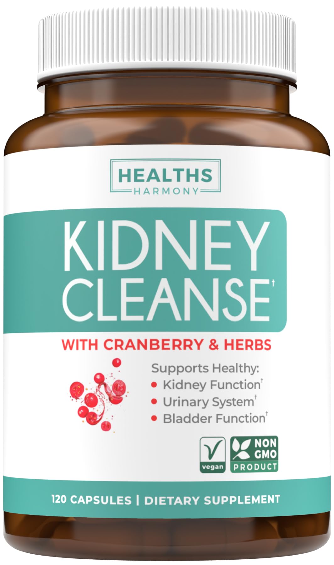 Healths Harmony Kidney Cleanse Capsules front view with packaging