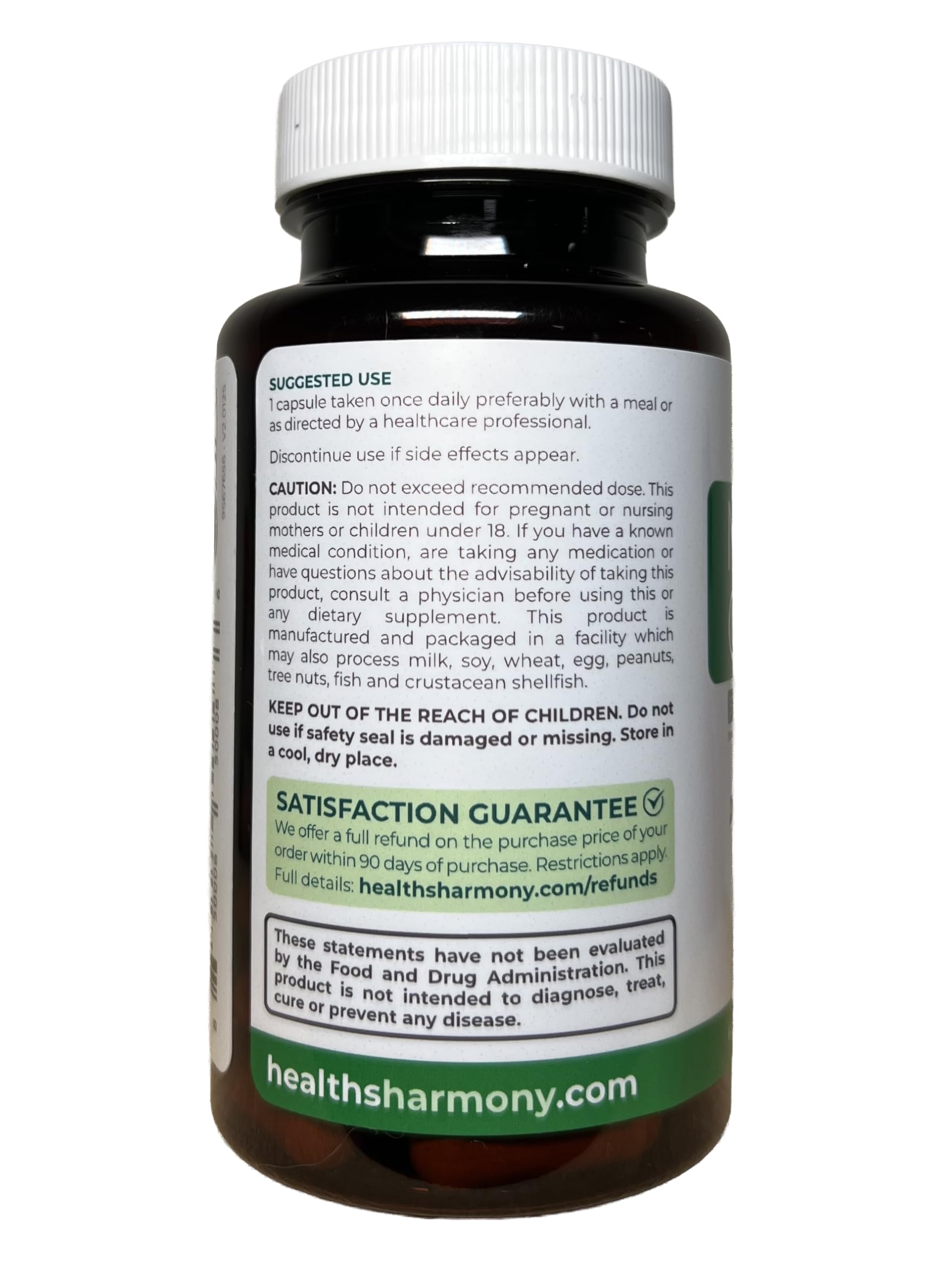 Healths Harmony Moringa Complex bottle side view