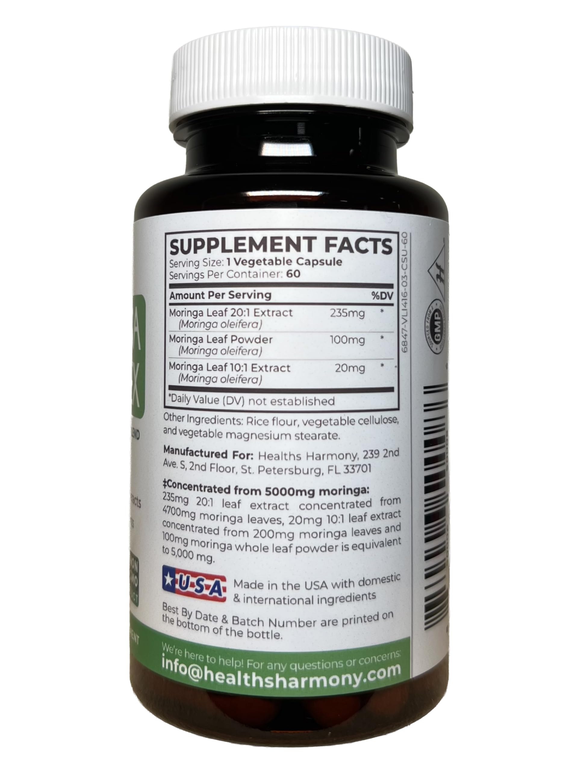 Healths Harmony Moringa Complex capsules close-up