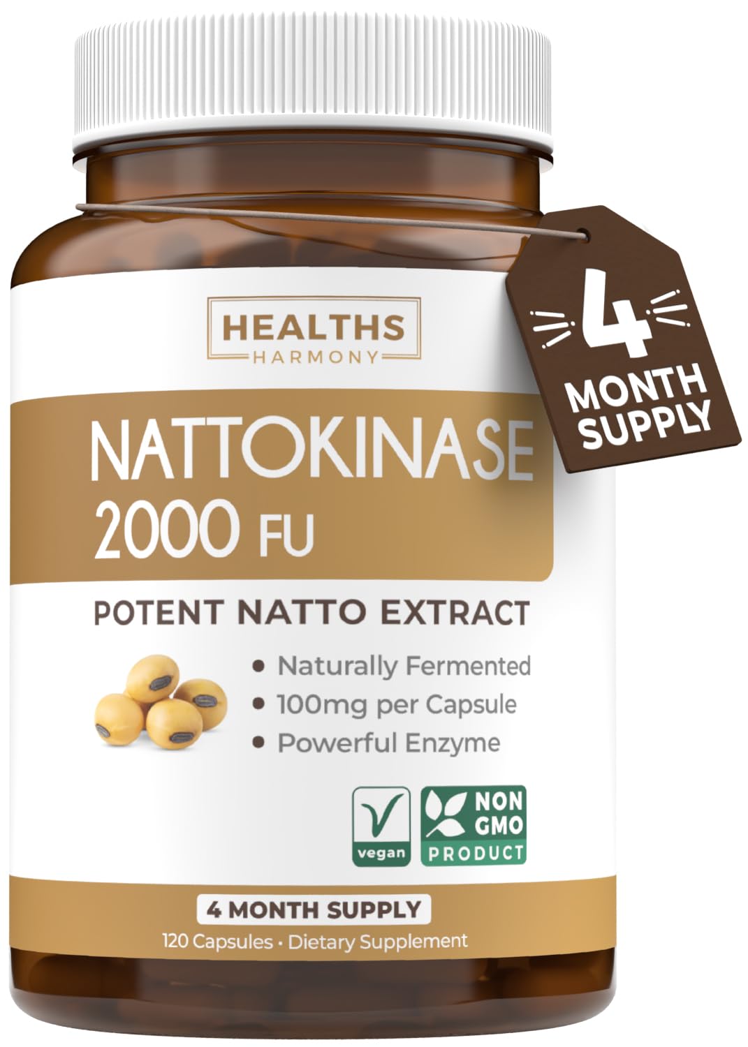 Healths Harmony Nattokinase 100mg capsules front view
