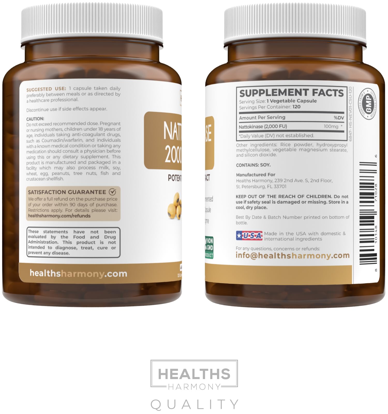 Healths Harmony Nattokinase 100mg capsules with measuring spoon