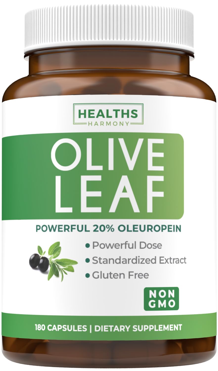 Healths Harmony Olive Leaf Extract 750mg capsules front view