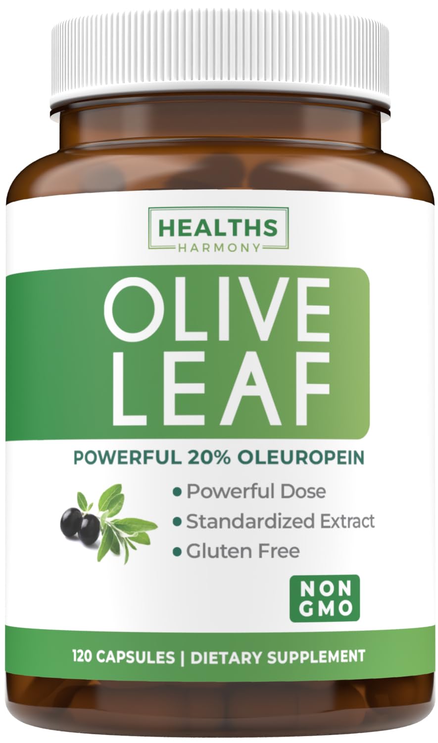 Healths Harmony Olive Leaf Extract 750mg capsules front view