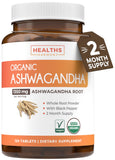 Healths Harmony Organic Ashwagandha Root Powder 1350mg front view