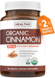 Healths Harmony Organic Ceylon Cinnamon 120 veggie tablets front view