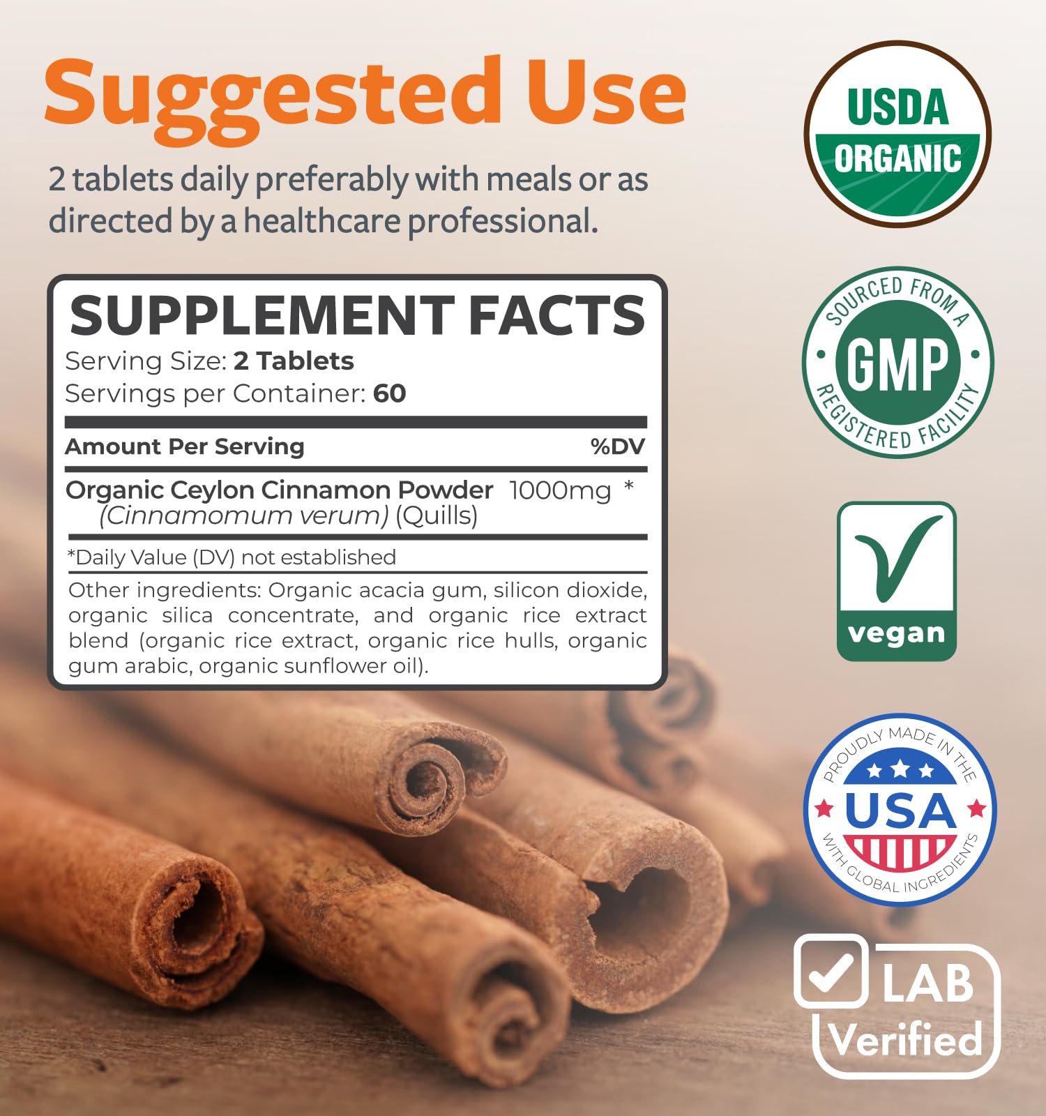 Healths Harmony Organic Ceylon Cinnamon ingredients list