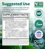 Healths Harmony Organic Super Greens Tablets close-up of ingredients