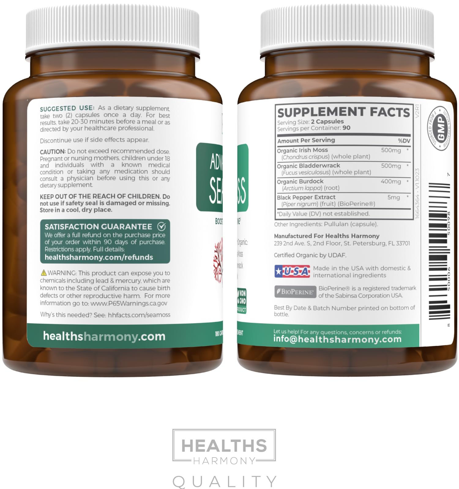 Healths Harmony Sea Moss Supplement displayed with other supplements