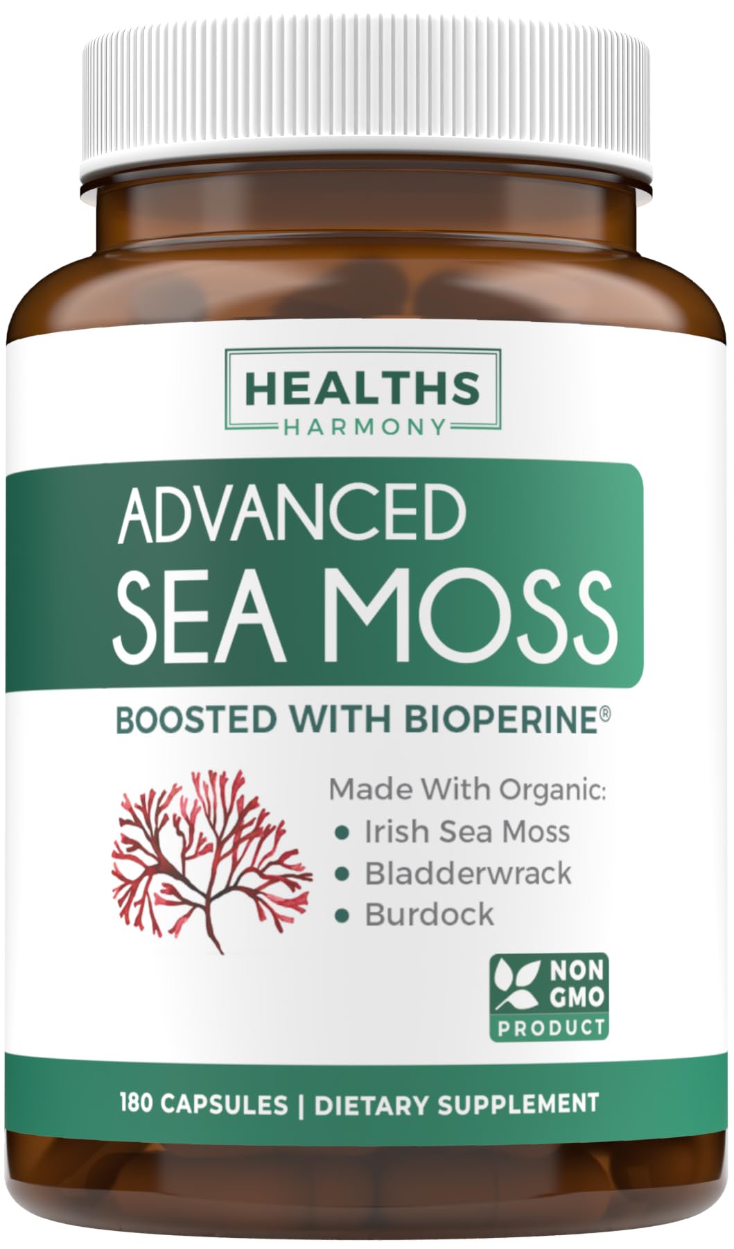Healths Harmony Sea Moss Supplement front view with packaging