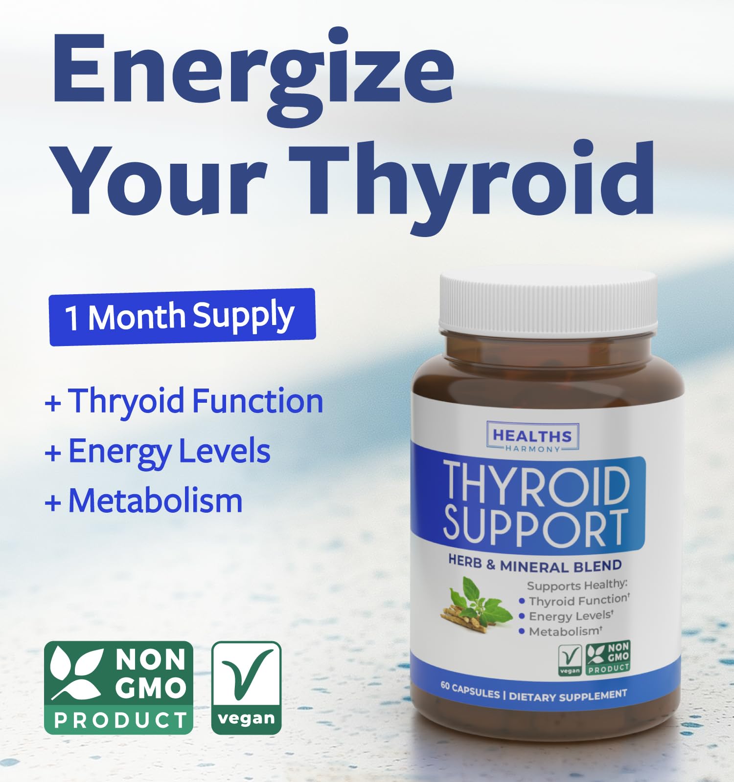 Healths Harmony Thyroid Support Supplement bottle side view