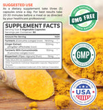 Healths Harmony Turmeric Ginger Capsules side view showing dosage