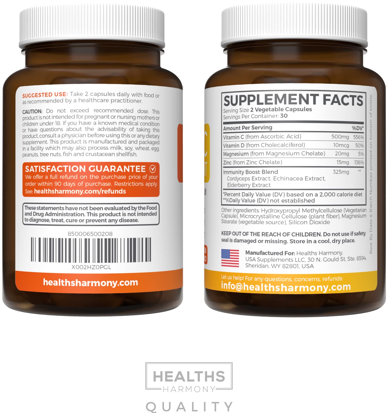 Healths Harmony Vitamin C Supplement 500mg with fresh fruits