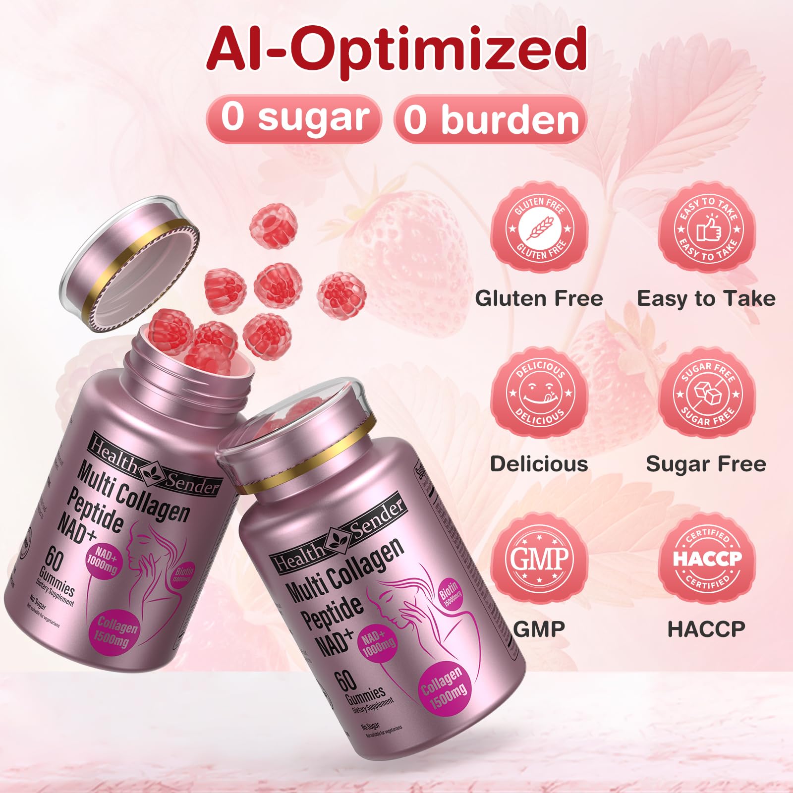 HealthSender Collagen Gummies on a kitchen counter