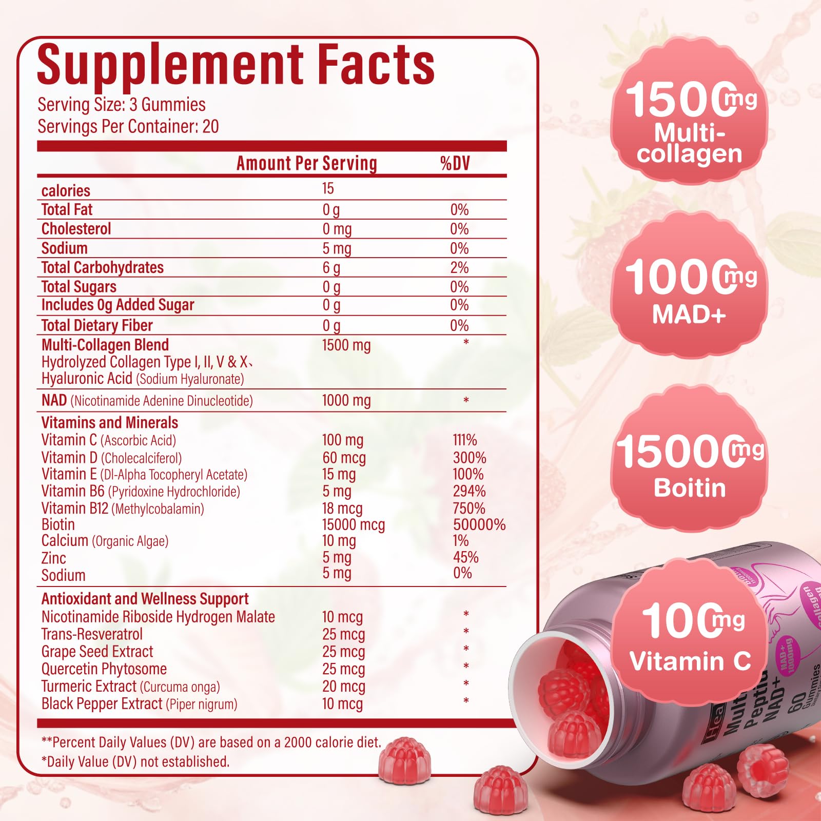 HealthSender Collagen Gummies with strawberry flavour