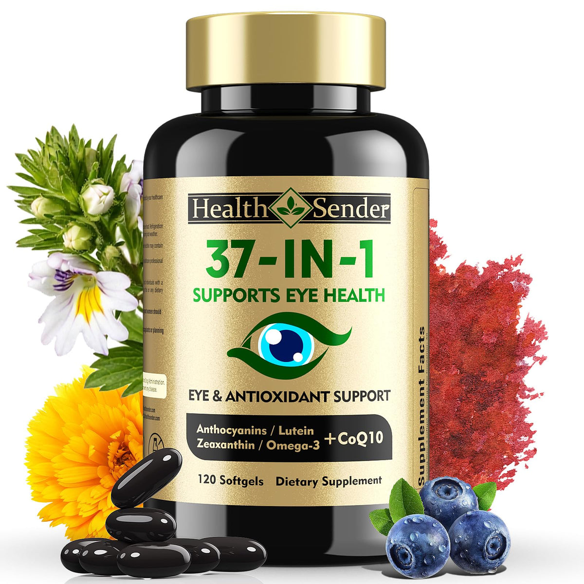 HealthSender Lutein and Zeaxanthin Supplement softgel front view