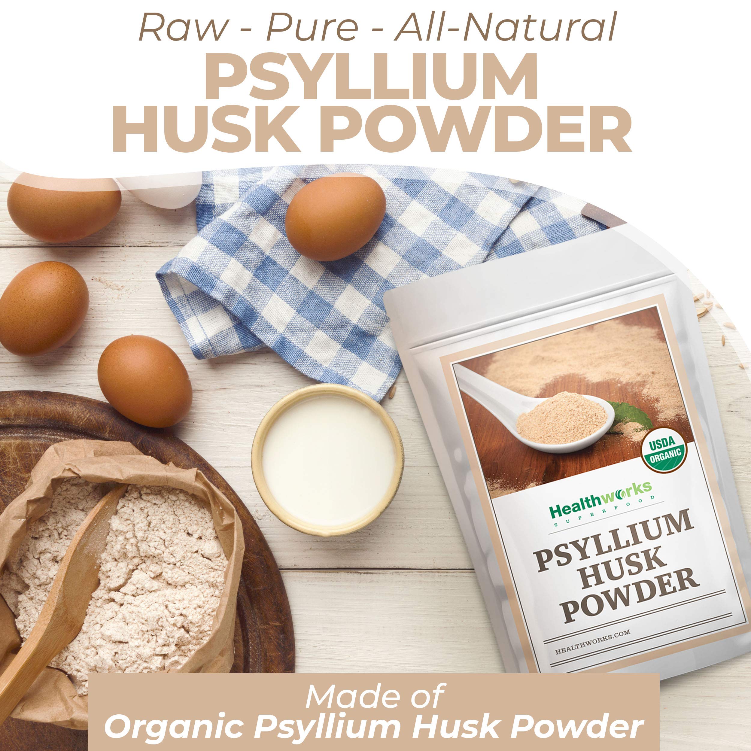 Healthworks Superfoods Organic Psyllium Husk Powder 907g back view
