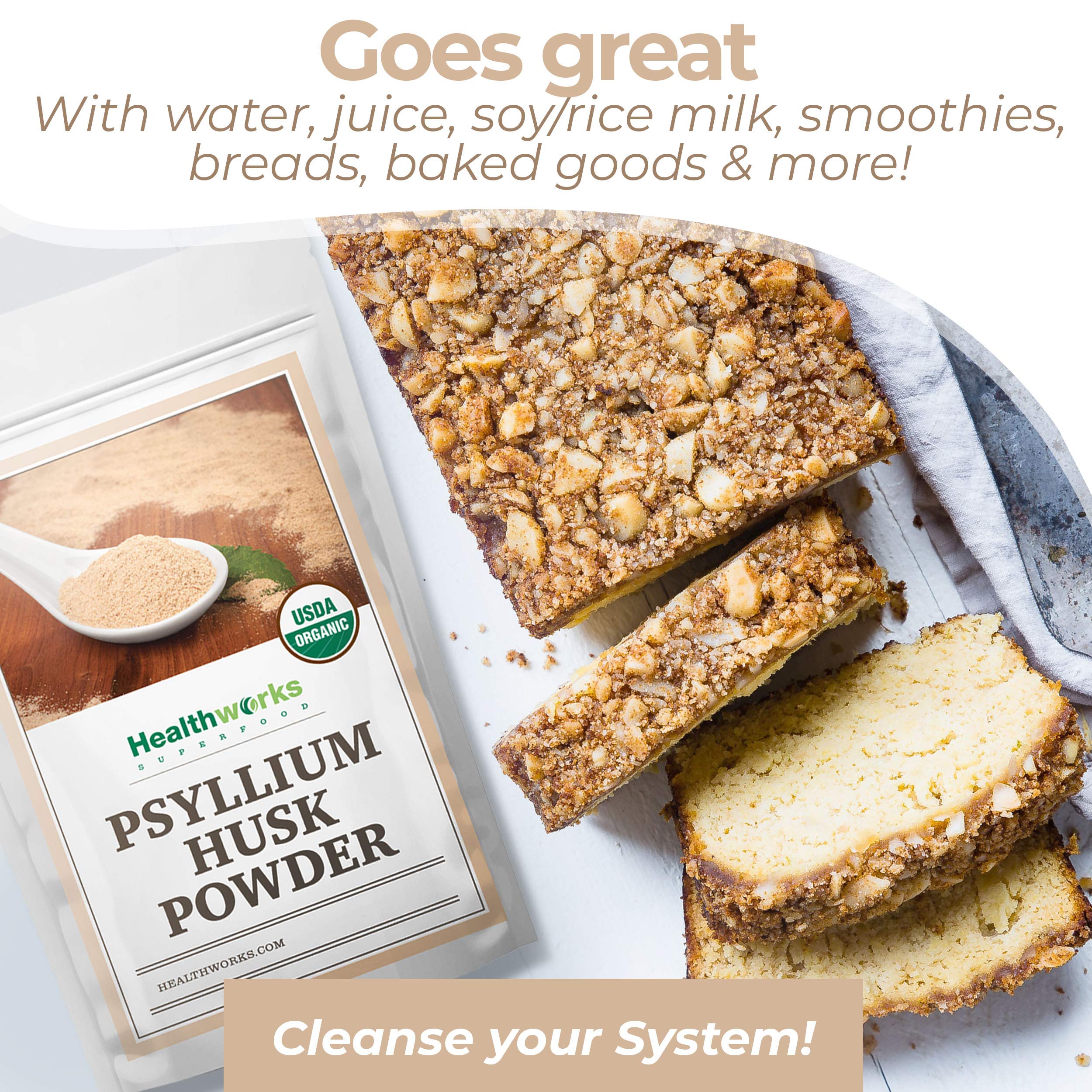 Healthworks Superfoods Organic Psyllium Husk Powder 907g side view