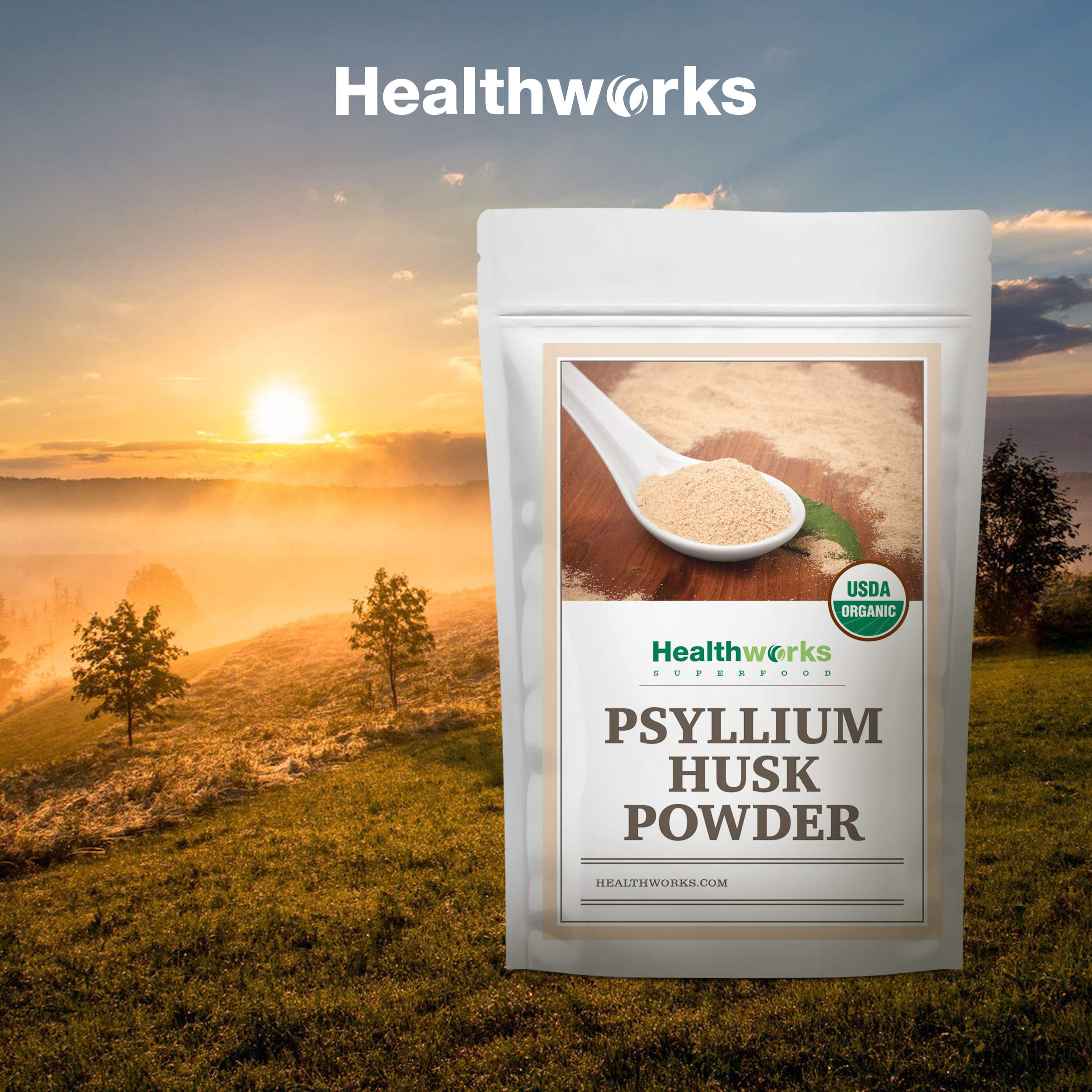 Healthworks Superfoods Organic Psyllium Husk Powder in a bowl