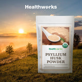 Healthworks Superfoods Organic Psyllium Husk Powder in a bowl
