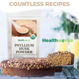 Healthworks Superfoods Organic Psyllium Husk Powder with ingredients