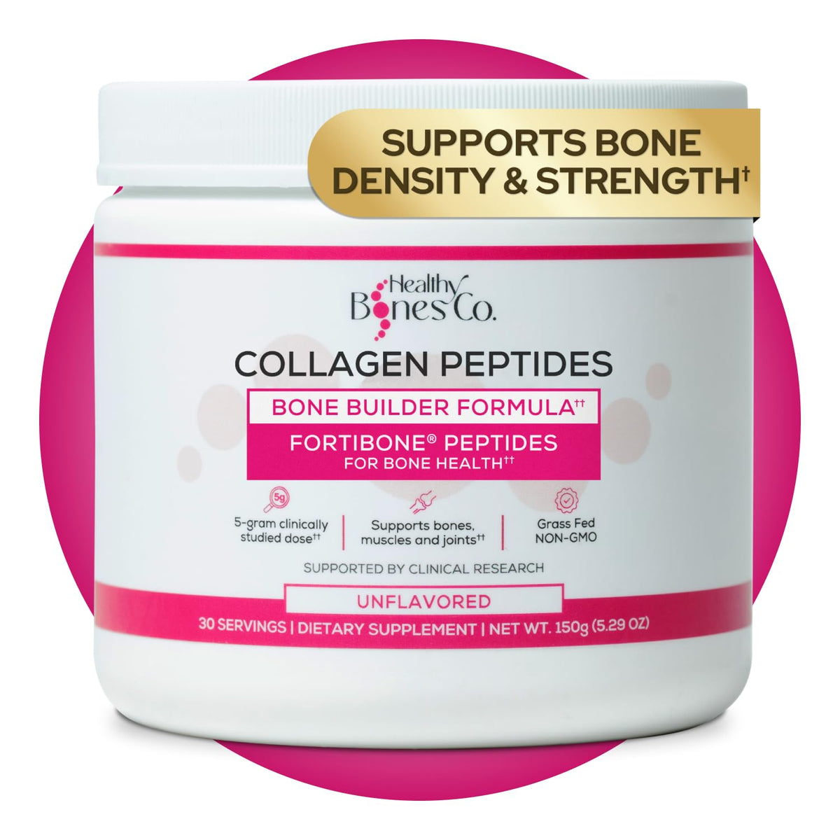 Healthy Bones Co. Collagen Powder 5g FORTIBONE front view