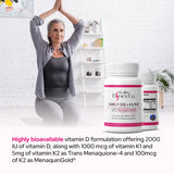 Healthy Bones Co. Daily D3+K1/K2 Supplement with a measuring spoon