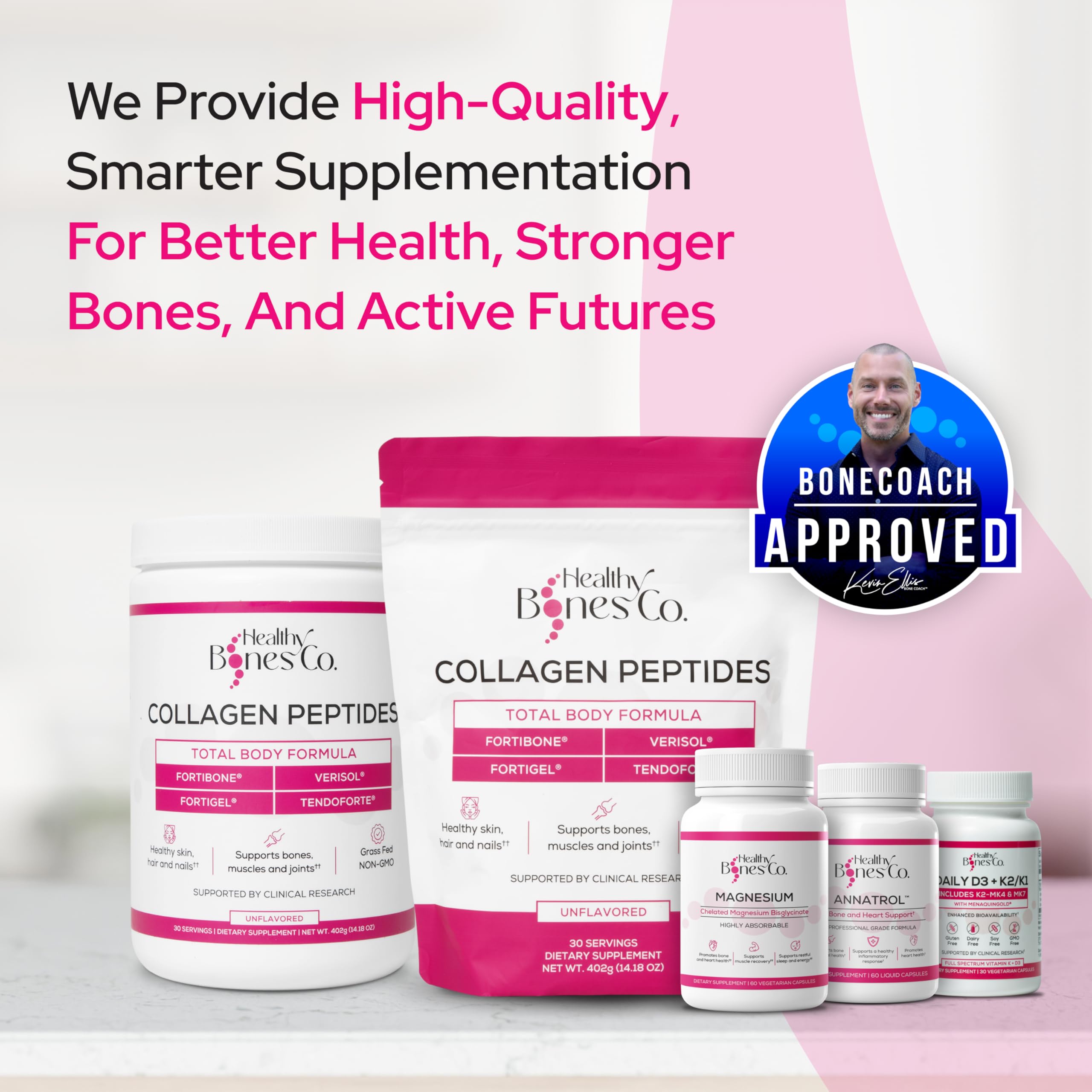 Healthy Bones Co. Daily D3+K1/K2 Supplement with lifestyle setting