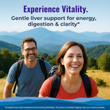 Healthy by Nature LiVitalize Milk Thistle capsules on a wooden surface