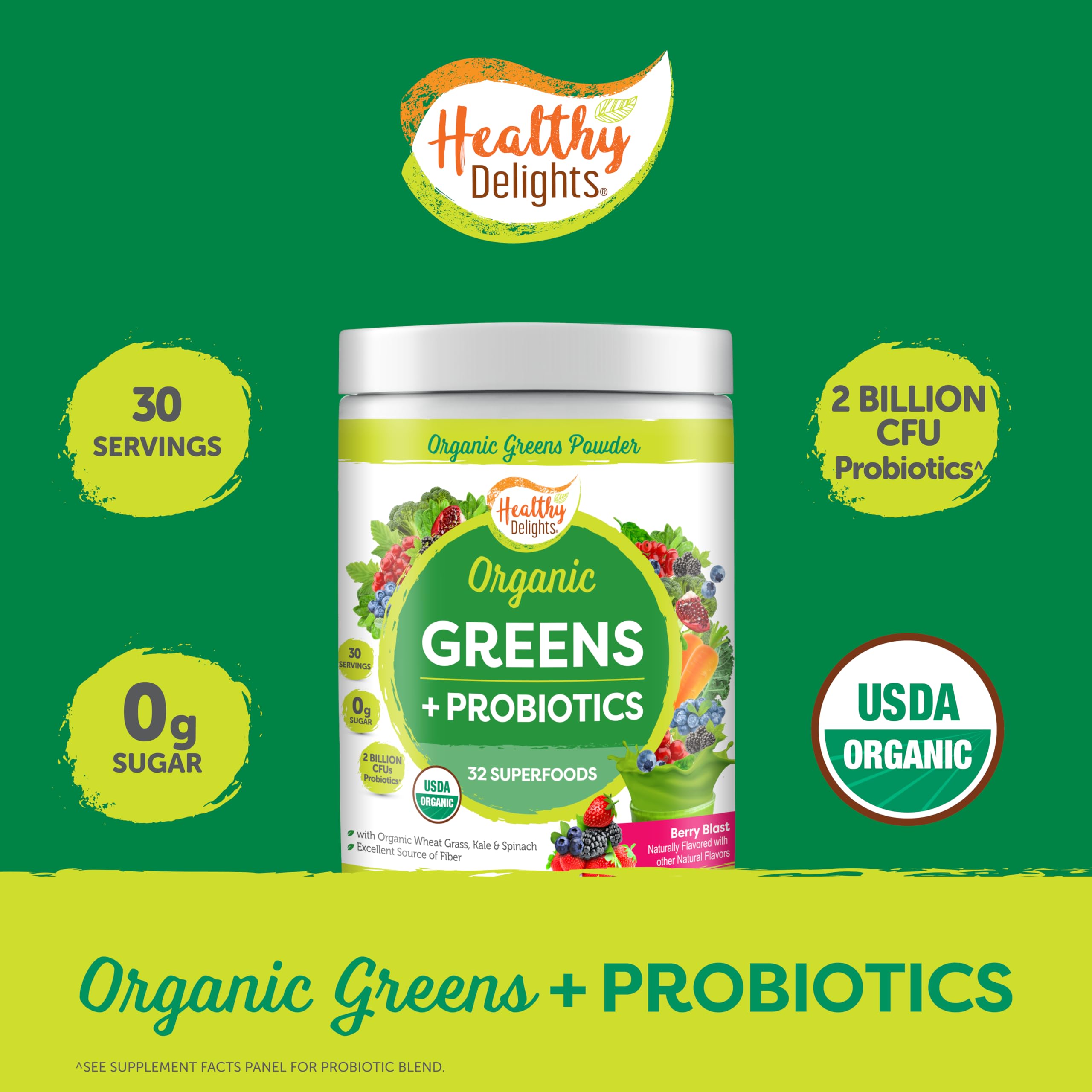 Healthy Delights Organic Greens + Probiotics 386g serving suggestion