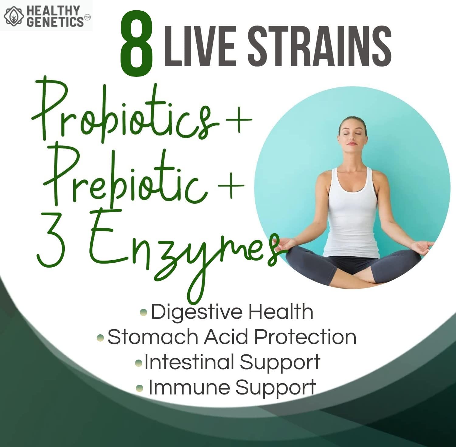 Healthy Genetics Prebiotic Probiotic with Ginger 118g bottle with cap